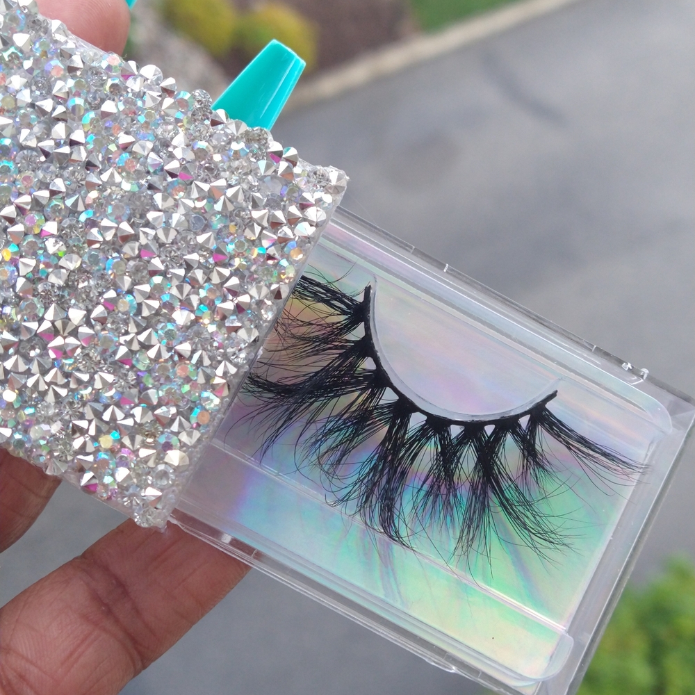 Glamorous Black Lashes with Silver Glitter Case